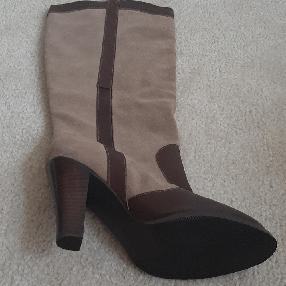Colin Stuart Tan/Brown Leather Knee High Boots - Picture 2 of 3